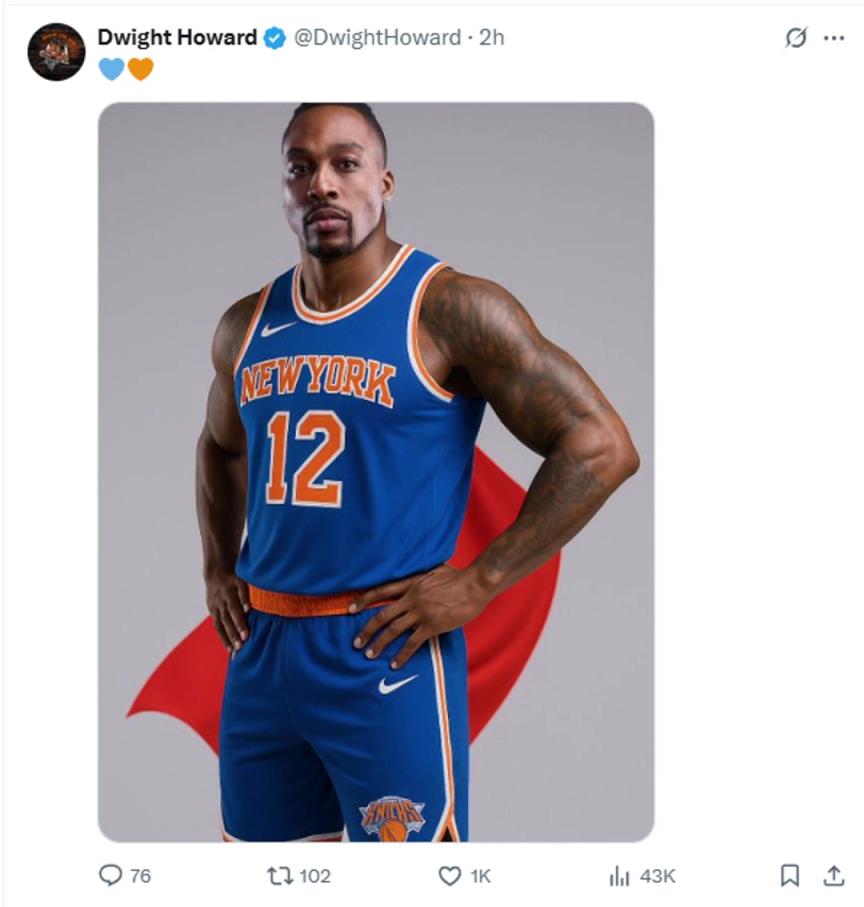 難道說？尼克斯步行者G4賽后 霍華德發(fā)推身披尼克斯戰(zhàn)袍